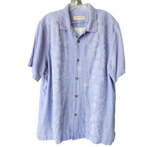 Tommy Bahama 100% Silk Hawaiian‎ Shirt Large Floral Camp Button Up Short Sleeve